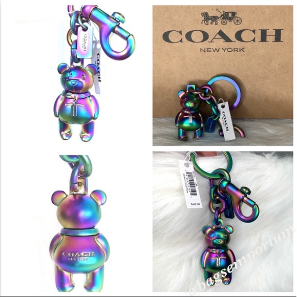 Coach Hologram Iridescent 3D Bear Key Chain - Picture 8 of 8